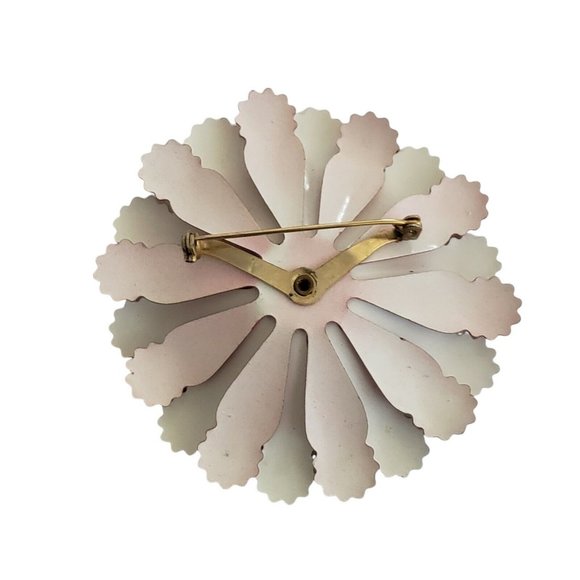 Vintage Red White Blue Enamel Flower Brooch Pin Daisy Patriotic Layered - Picture 7 of 12